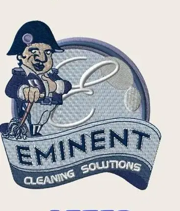 The same logo digitized and stitched out in thread