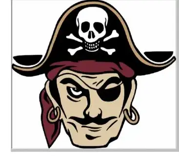 The pirate mascot digitized and stitched out