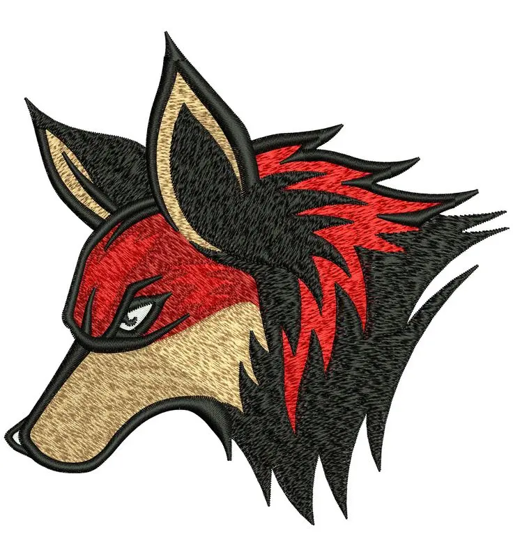 Digitized fox mascot embroidery