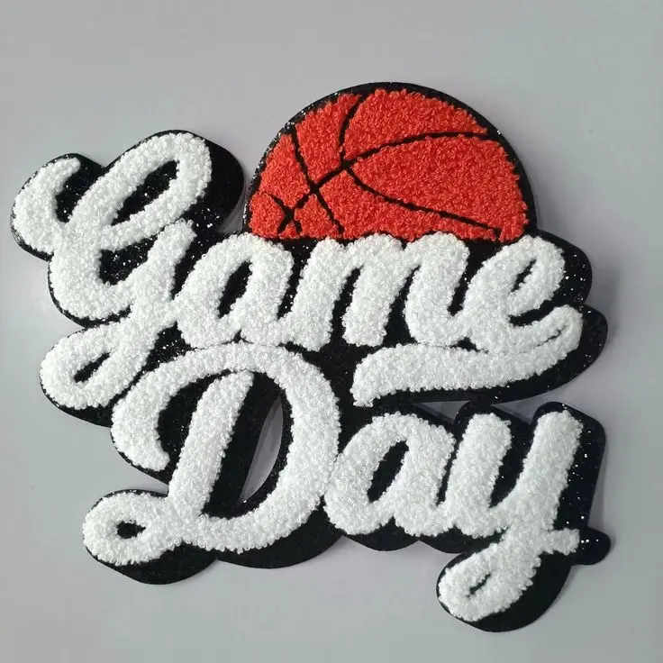 Game Day chenille patch with a basketball