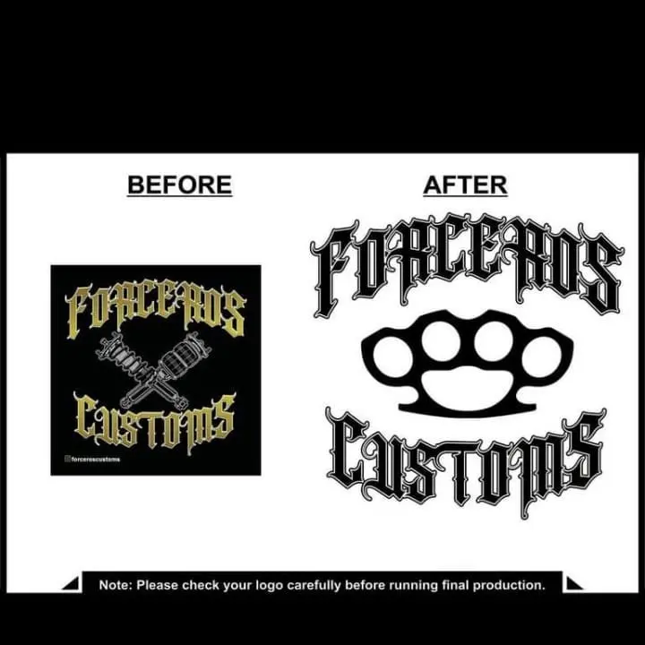 Forceros Customs logo before and after vector conversion